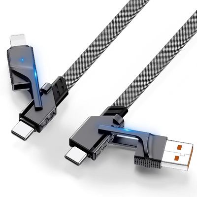60W USB Fast Charging Cable Braided Dual Type C Cord 4 In 1 Multi Charging Cable