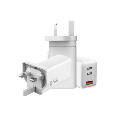 Buy GaN Fast Charging Block 65W 3 Port USB Wall Charger Customized Logo online manufacture