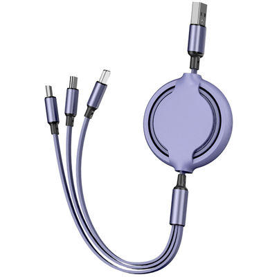 kopen 2A / 3A Multi Function Charging Cable Paars / Geel / Groen / Rood 3 in 1 TPE-kabel online manufacture