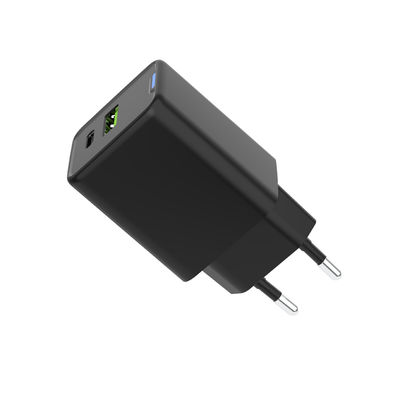 Buy Dual Port Black GaN USB Charger with Fast Type C Charging Block EU Plug and 45W USB A Light Wall Charger online manufacture