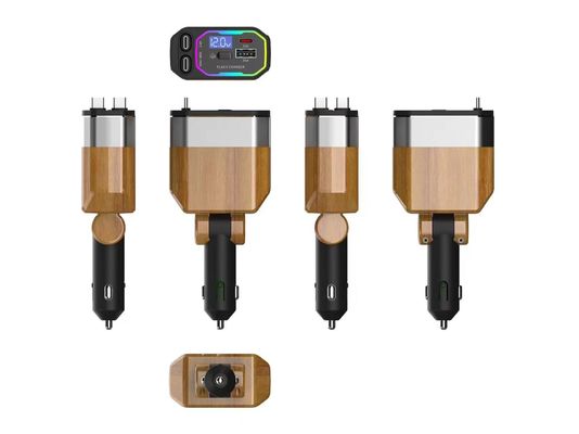 kopen 100W Dual Ports Car Charger met 2 USBC-kabels en LED-licht voor digitale apparaten online manufacture