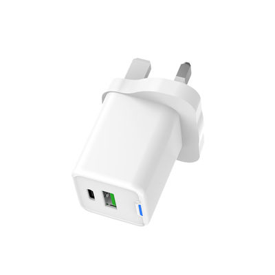 White ABS High Speed UK Plug Charger with Two Ports Fast Charging