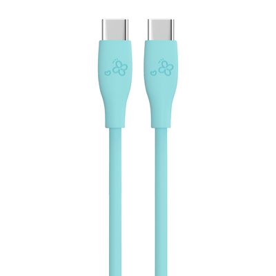 स्टाइलिश डिज़ाइन फ़िरोज़ी USB-C से USB-C केबल, नाजुक फूलों के पैटर्न के साथ OEM CC60W/CL27W 3A आउटपुट