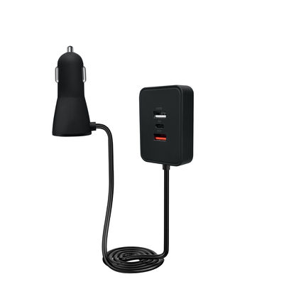 Multi Port ABS Fast Charging Car Charger With Extension Cord 120W Lighter Switch Plug
