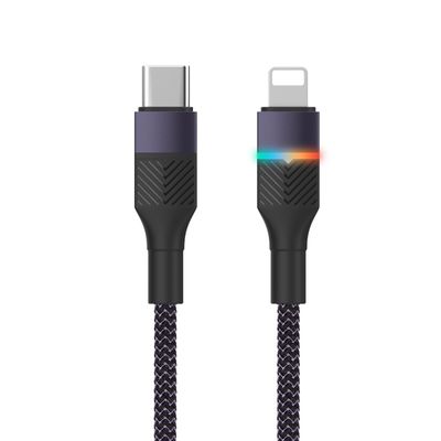 Hochgeschwindigkeitsgeflechtes Multifunktionsladekabel CC60W / CL27W 1M 3A mit RGB-Licht