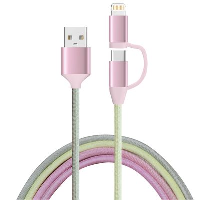 2in1 Colorful Length 1M Braided Charging Cable With 2A/3A Output For Phone Customized