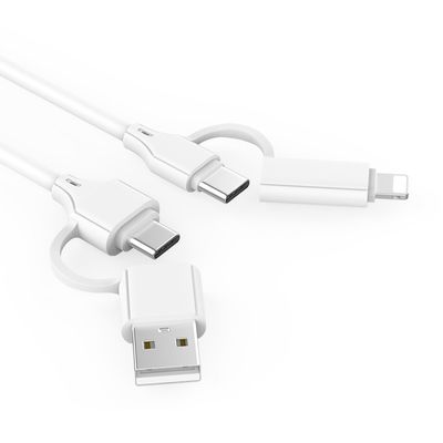 Black /White Color 4 In 1 TPE USB Cable 3A CC60W / CL27W Length 1m Charging Cable