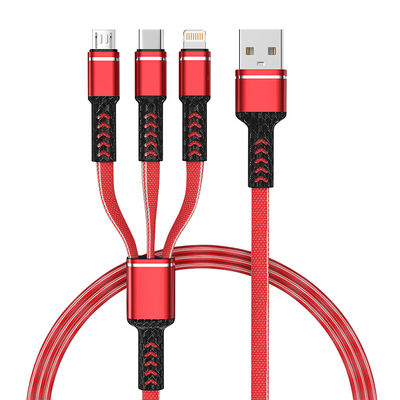 Cable di ricarica multi-in-1 personalizzato da USB a Micro-USB Tipo-C Lightning 1m/2m Lunghezza Supporto OEM