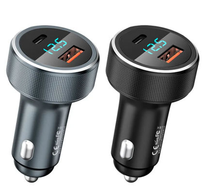 Customized 2-Port USB Car Charger with Voltage Display OEM Support