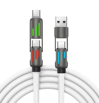 Silicone 4 In 1  Type C To Type C 60W USB A Charging Lightning  Iphone Charger Cable