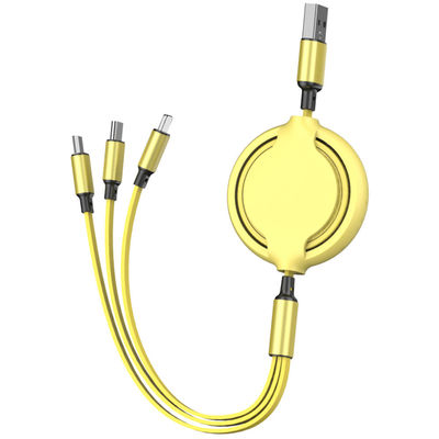 Multi Function Charging Cable in Purple Yellow Green Red 3 in 1 TPE for Mobile Phone