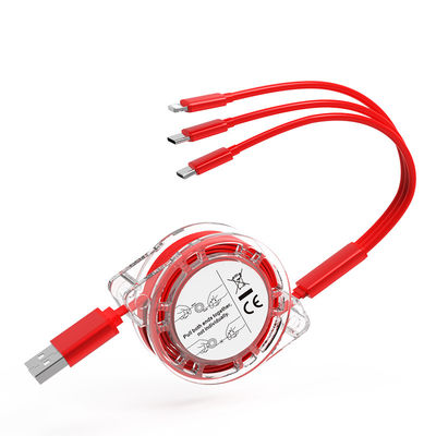 1M  TPE USB Cable 3 IN 1 2A Output 480Mbps 1M Length Customizable Cable For Mobile Phone Charging