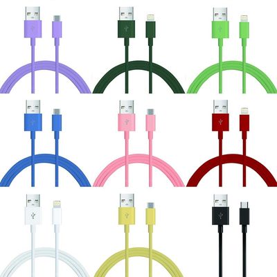 TPE USB Cable 1m 2m Length C-C20V3A 60W Max C-L 9V3A 27W Max Customizable Cable For Mobile Phone Charging