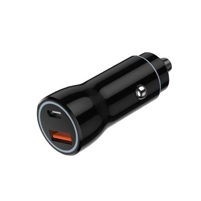 PD QC 20W USB A USBC Dual Ports Car Fast Charger Smartphone With Light Output 2 In 1 Travel Charger
