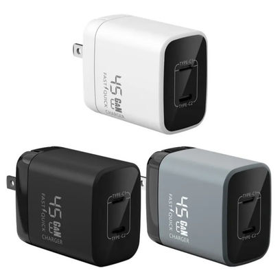 2025 LX 45W White/Black Gallium Nitride Dual Ports USB C Charger Foldable US Plug Fast Charging Adapter Customized Wall Charger