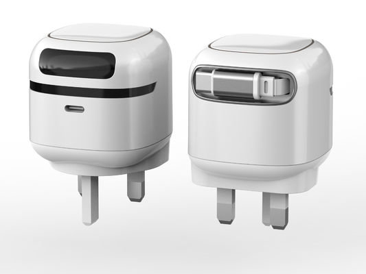 เครื่องชาร์จ ABS Gan สีขาว พร้อมสาย USB-C สามารถถอดได้
