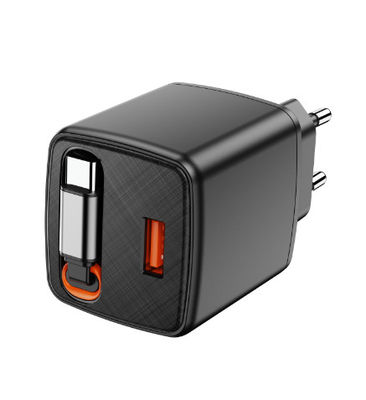 TurboVolt Dual Charging Adapter – USB-A & USB-C Wired Power Brick | 45W PD + QC3.0