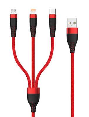 1-to-3 USB Cable Set Braided Aluminum Housing for iPhone/Android C-C20V3A 60W max/C-L 9V3A 27W max Durable Long-Lasting