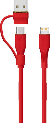 LX 2-in-1 USB Cable USB-A USB-C to Lightning for Apple Devices 100cm Length Customized OEM Support