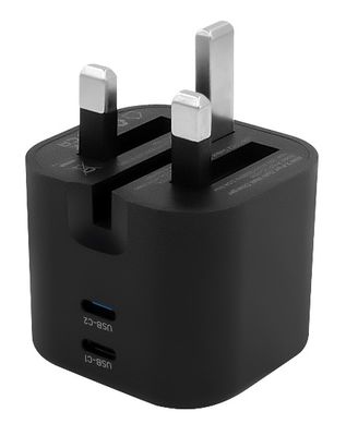 45W Foldable Dual USB-C Charger UK Plug 2-Port Type C Fast Charging Adapter