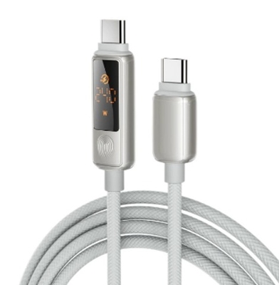 Digital Display USB-C to USB-C Cable Smart Charging Braided Data Sync with Customized OEM Support
